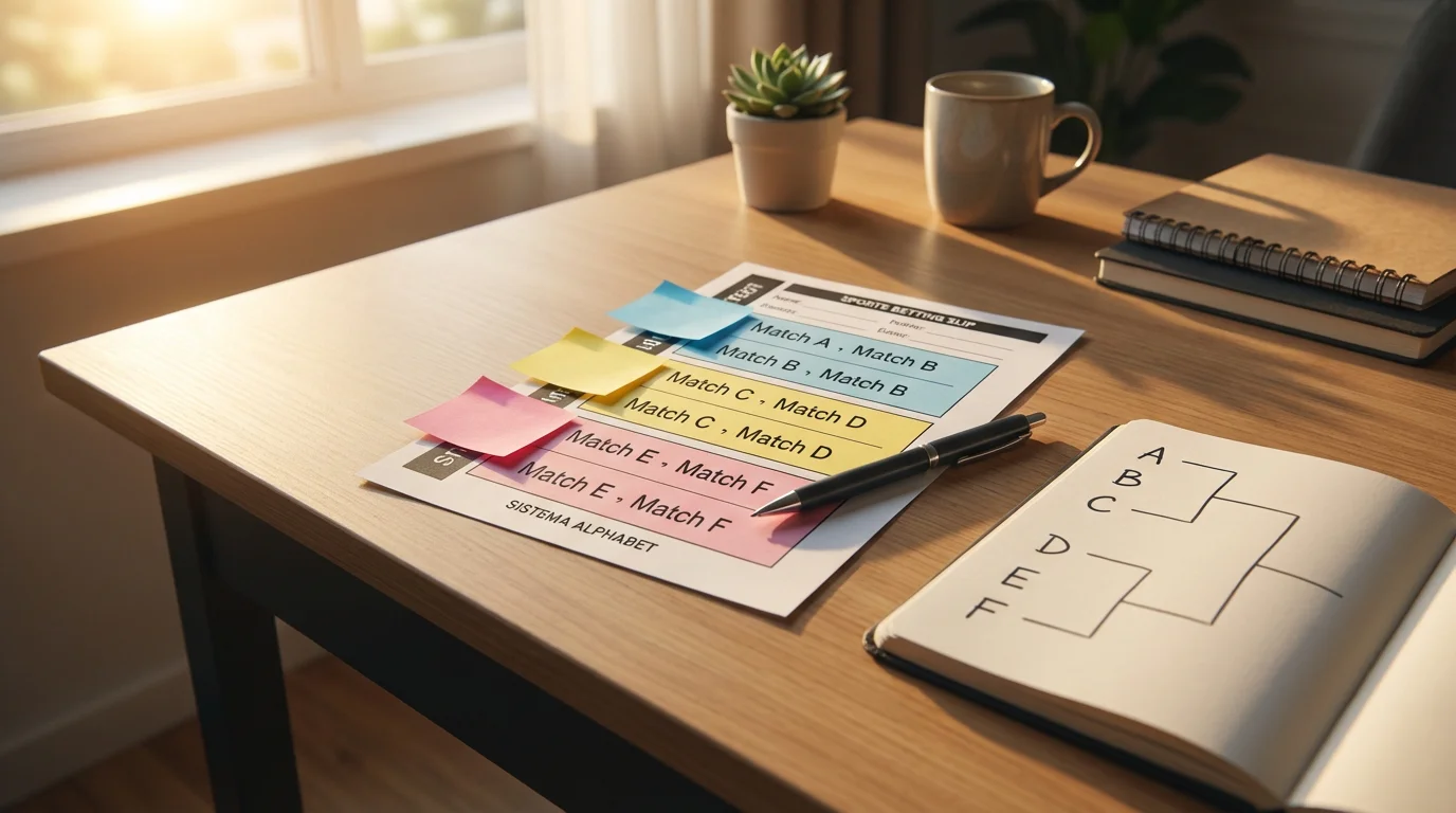 Sei partite di calcio organizzate in gruppi per il sistema Alphabet