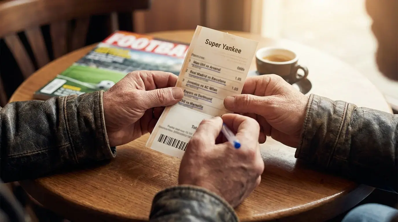 Cinque partite di calcio su una schedina sportiva per un sistema Super Yankee